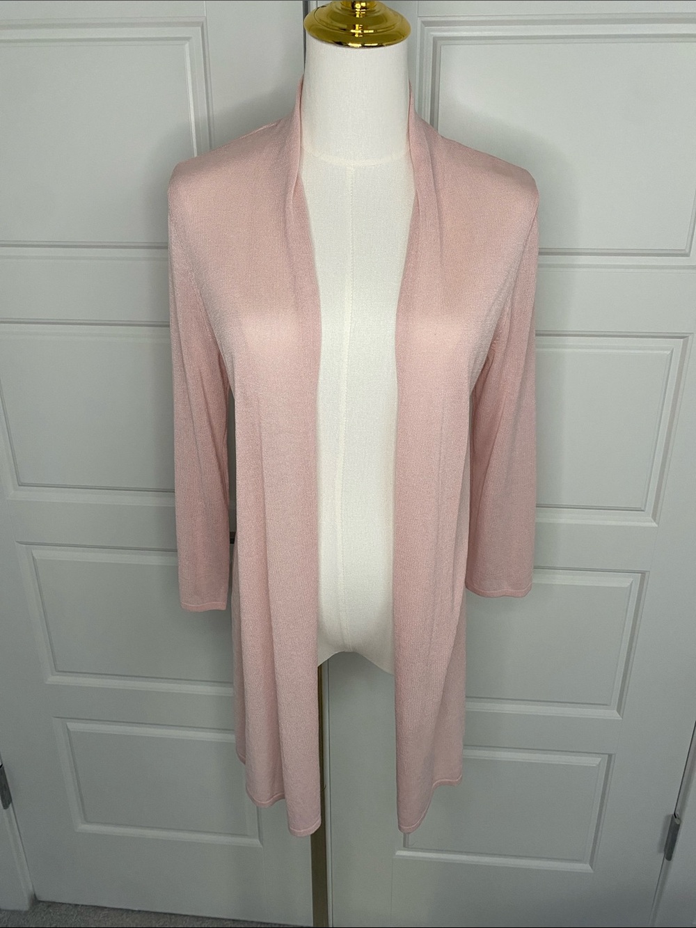 J.Jill Wearever Long Cardigan XS Blush Pink Open Front Lightweight Duster